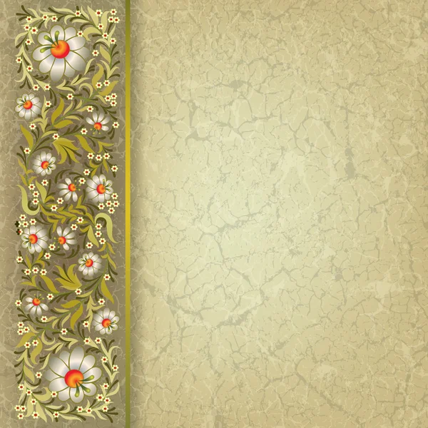Antika arka plan üzerinde Grunge floral süsleme — Stok Vektör