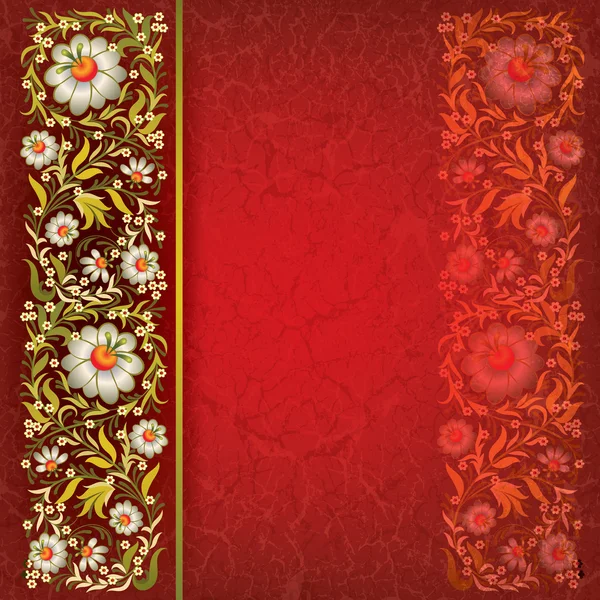 Grunge 花卉装饰复古背景上 — 图库矢量图片