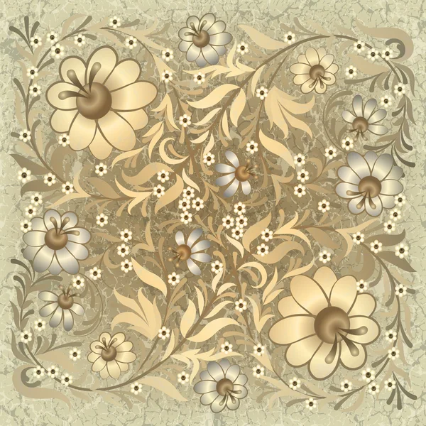 Grunge floral ornament on vintage background — Stock Vector