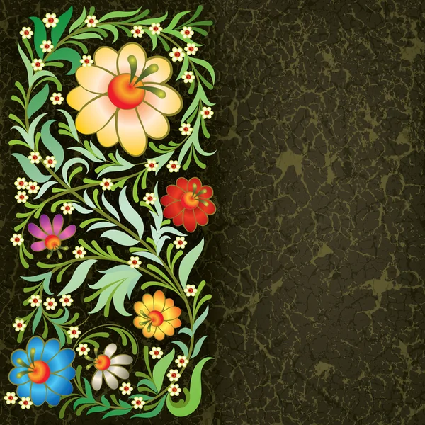 Adorno floral grunge sobre fondo vintage — Vector de stock