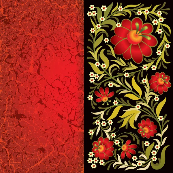 Гранж цветочный орнамент на винтажном фоне — стоковый вектор