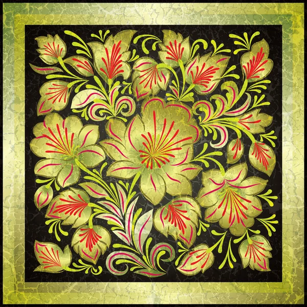 Abstrato grunge fundo com ornamento floral cor —  Vetores de Stock