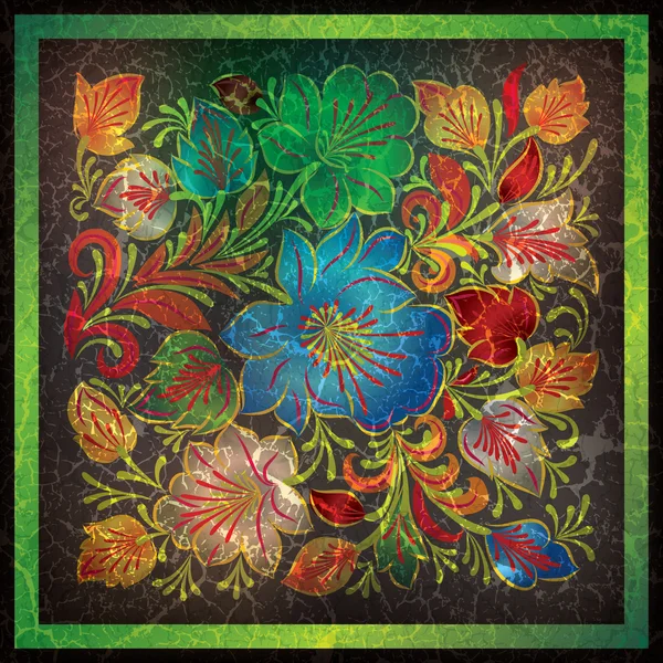 Abstrakte Grunge-Hintergrund mit Farbe floralen Ornament — Stockvektor