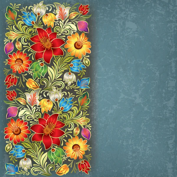 Fond grunge abstrait avec ornement floral — Image vectorielle