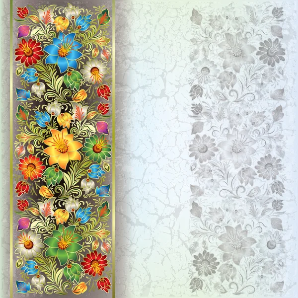 Astratto sfondo grunge con ornamento floreale — Vettoriale Stock