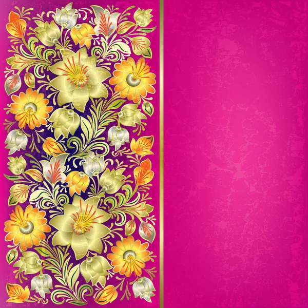 Abstract grunge background with floral ornament — Stock Vector