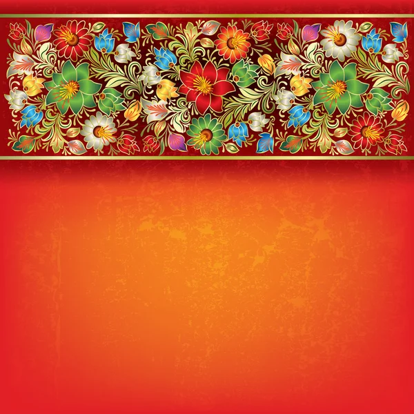Fondo grunge abstracto con adorno floral — Vector de stock