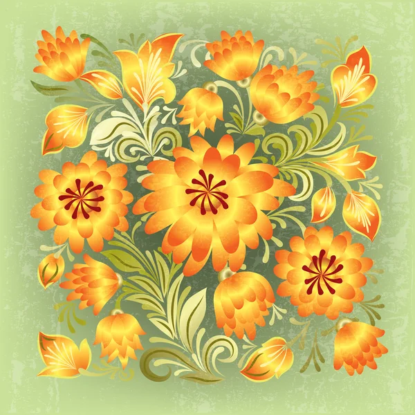 Fond grunge abstrait avec ornement floral — Image vectorielle