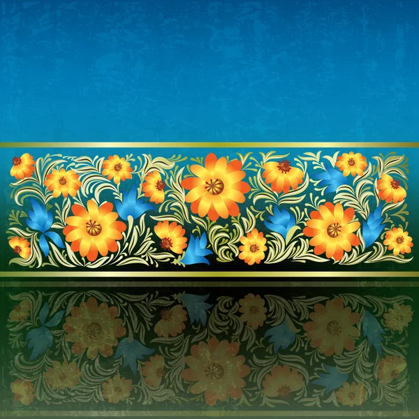 Astratto sfondo grunge con ornamento floreale — Vettoriale Stock