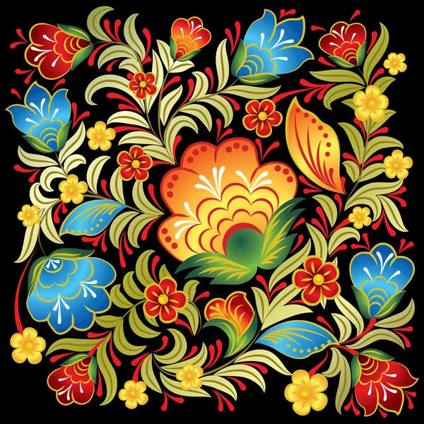 Абстрактный винтажный цветочный орнамент на черном — стоковый вектор