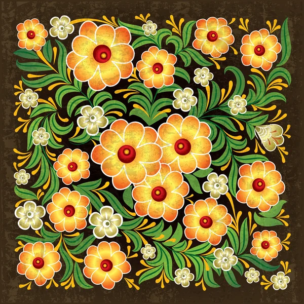Abstrakter Grunge-Hintergrund mit floralem Ornament — Stockvektor