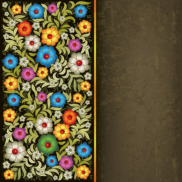 花の飾りと抽象的なグランジ背景 — ストックベクタ