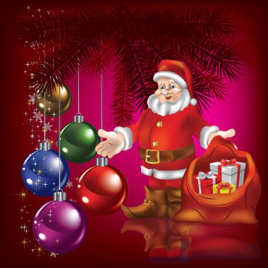 Christmas greeting with Santa Claus clipart