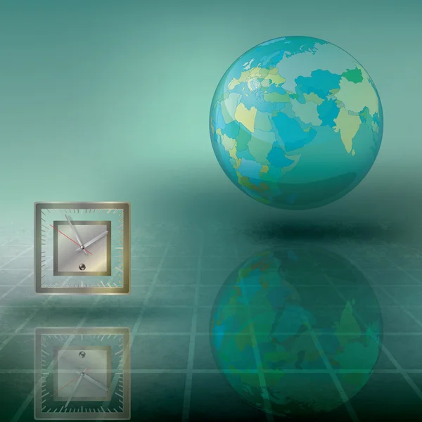 Illustration abstraite avec globe et horloge — Image vectorielle