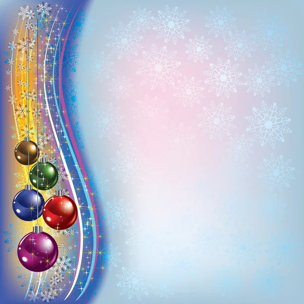 Fond de Noël avec décorations et flocons de neige — Image vectorielle