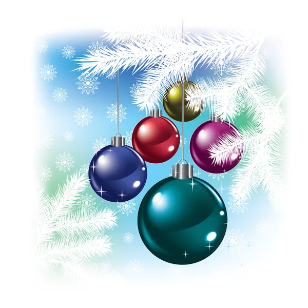 Christmas balls and snowflakes on white — Stock Vector