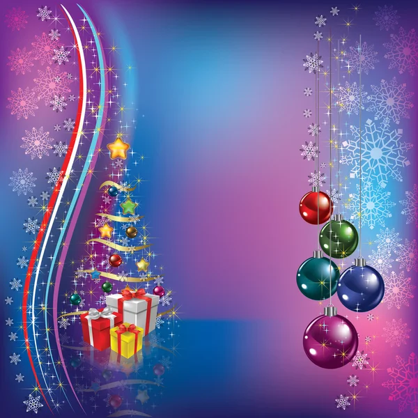 Χριστουγεννιάτικο δέντρο με διακόσμηση και δώρα — Διανυσματικό Αρχείο
