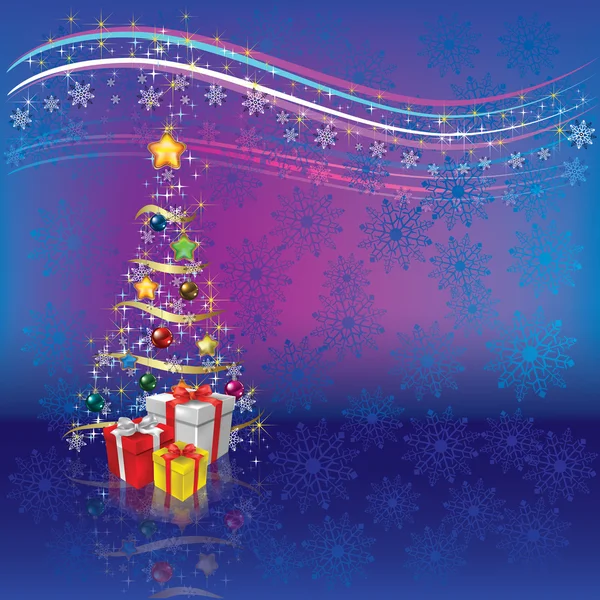 Χριστουγεννιάτικο δέντρο με διακόσμηση και δώρα — Διανυσματικό Αρχείο