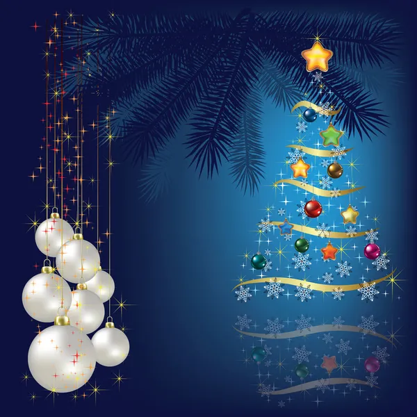 Рождественская елка с украшением — стоковый вектор
