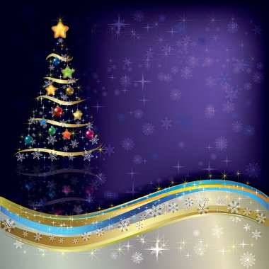 Abstract Christmas greeting with tree clipart