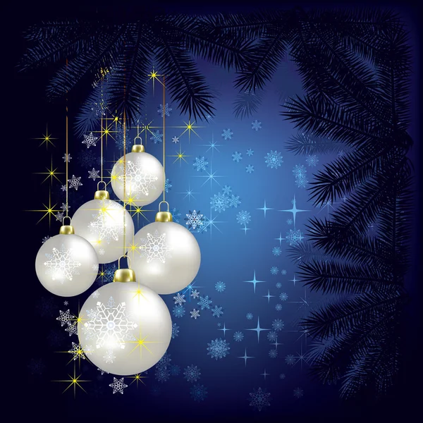 Abstrakt jul bakgrund med dekorationer och träd — Stock vektor