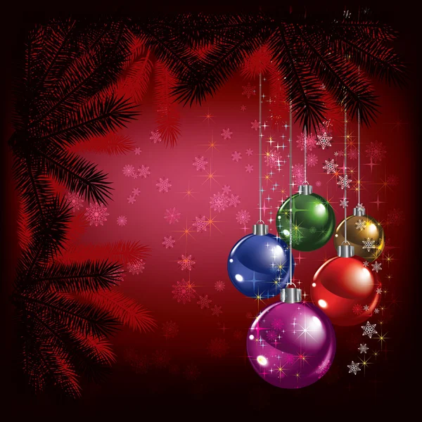 Abstrato fundo de Natal com árvore e decorações — Vetor de Stock