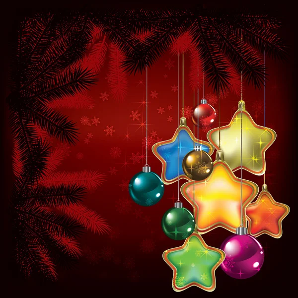 Fondo de Navidad abstracto con árbol y decoraciones — Vector de stock