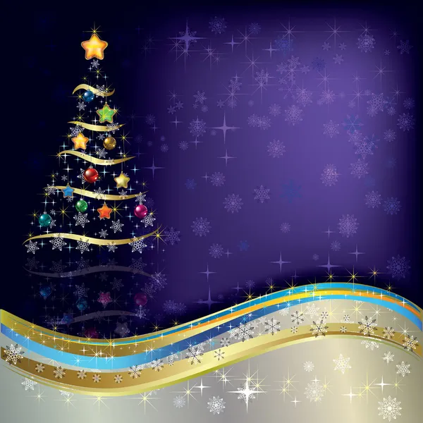 Abstract Auguri di Natale con albero — Vettoriale Stock