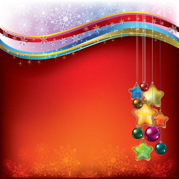 Décorations de Noël avec flocons de neige — Image vectorielle