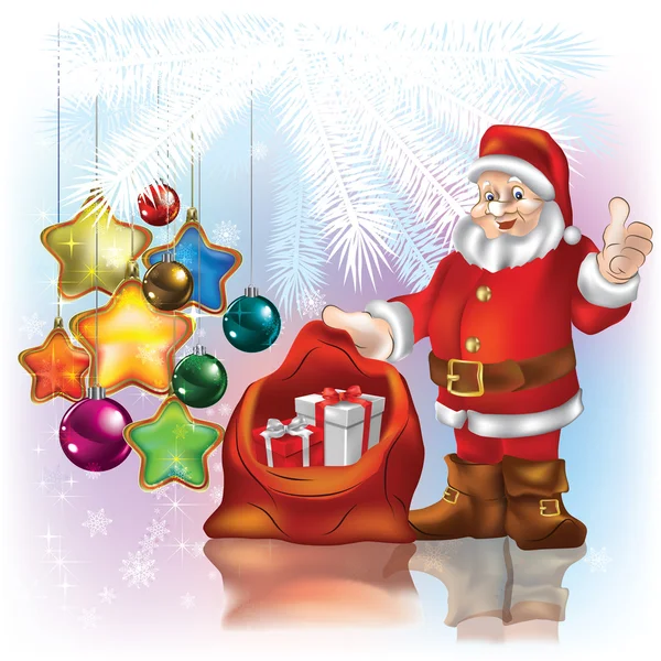 Saludo de Navidad con Santa Claus en blanco — Archivo Imágenes Vectoriales