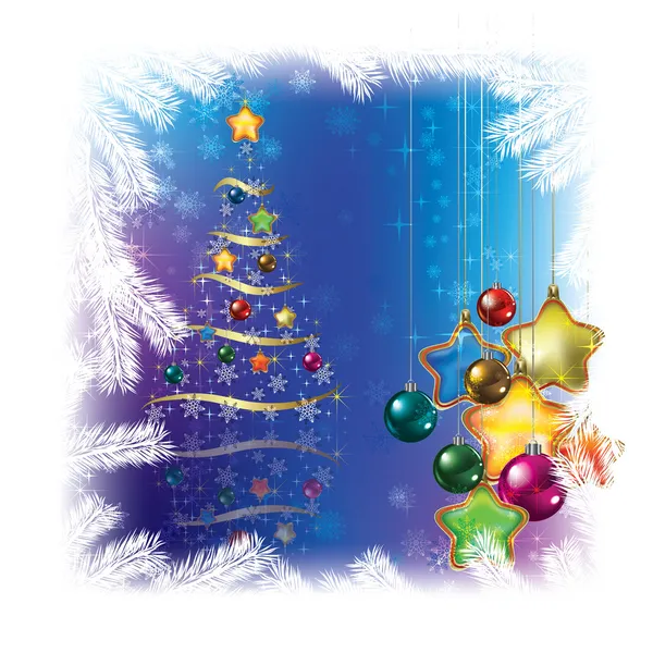 Χριστουγεννιάτικο δέντρο με διακοσμήσεις — Διανυσματικό Αρχείο