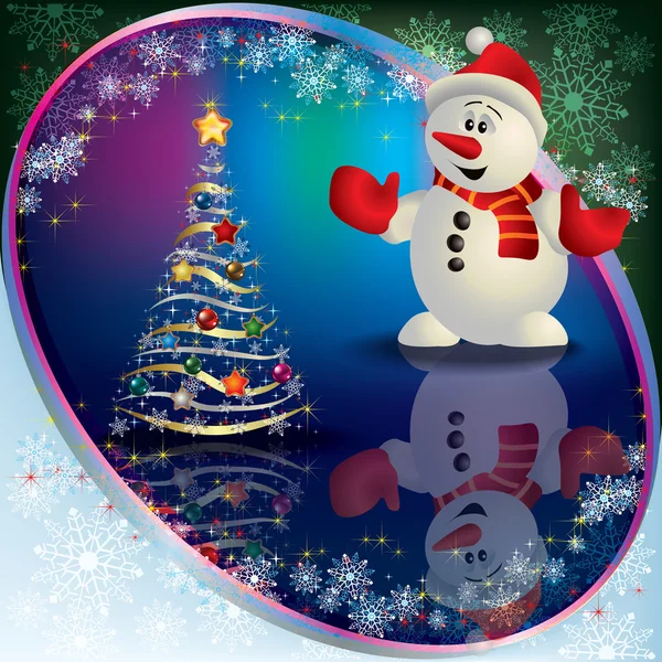 Absztrakt karácsonyi üdvözlőlap-hóember — Stock Vector