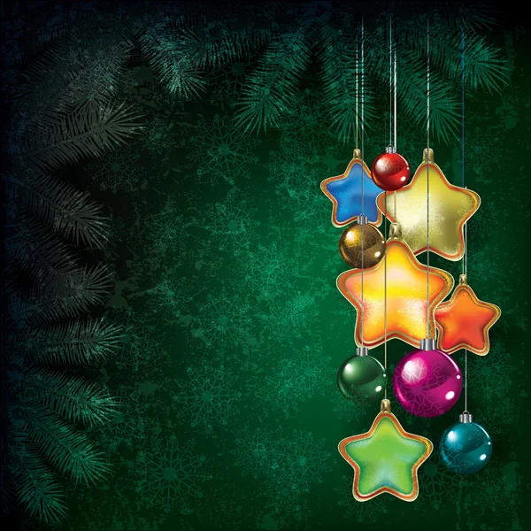 Résumé fond grunge de Noël avec des décorations — Image vectorielle