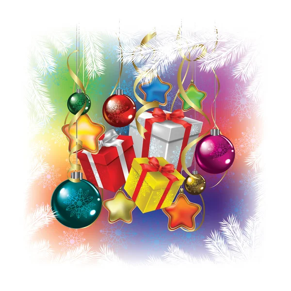 Abstraktní vánoční pozdrav s dekoracemi — Stockový vektor