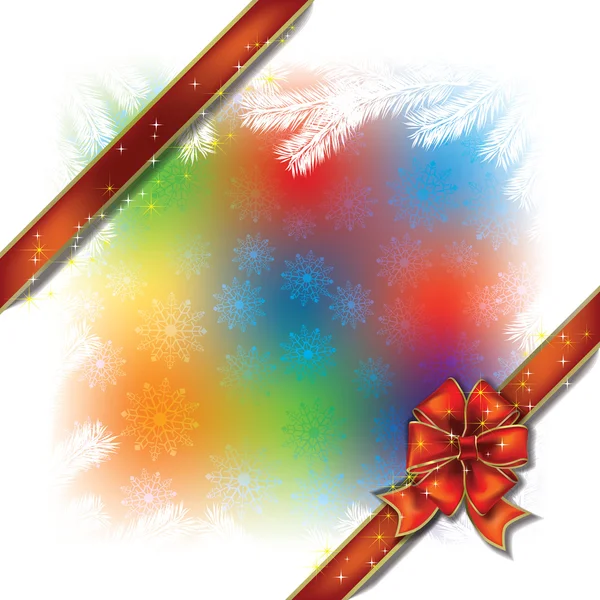 Abstract Auguri di Natale con nastro regalo — Vettoriale Stock