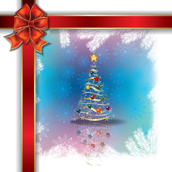 Saludo de Navidad abstracto con cinta de regalo — Archivo Imágenes Vectoriales