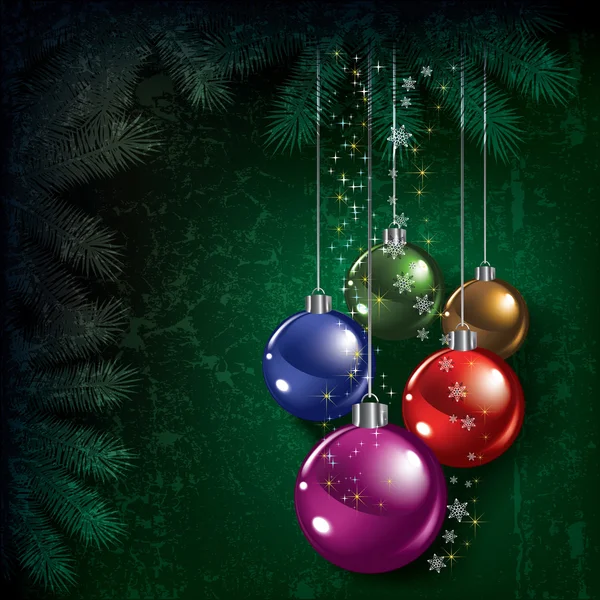 Abstraktní pozadí grungeové Vánoce s barevné dekorace — Stockový vektor