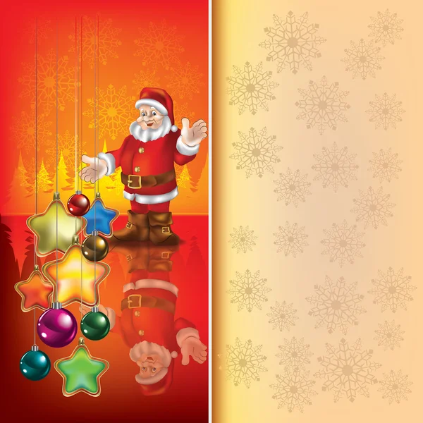 Jul röda hälsning med jultomten — Stock vektor