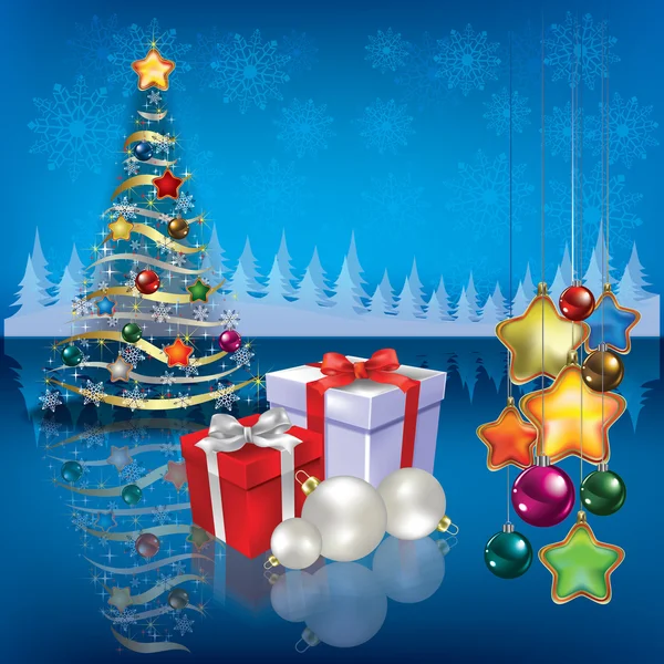 Saludo abstracto con árbol de Navidad — Archivo Imágenes Vectoriales