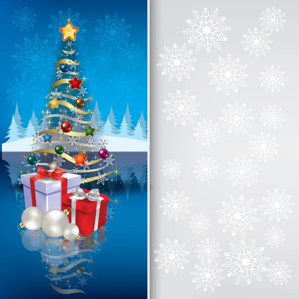 Özet selamlama ile Noel ağacı — Stok Vektör