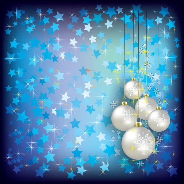 Christmas greeting met wit decoraties op blauw — Stockvector