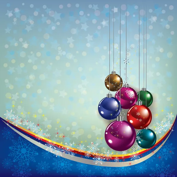 Saudação de Natal com decoração em azul — Vetor de Stock
