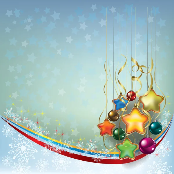 Christmas greeting met decoratie op blauw grijs — Stockvector