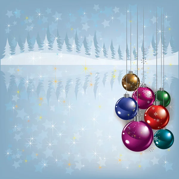 Jul hälsning med dekorationer på grå — Stock vektor