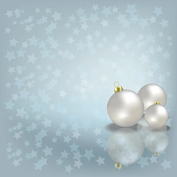 Saludo navideño con bolas blancas sobre gris — Vector de stock