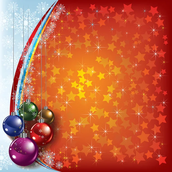 Christmas greeting met kleur decoraties — Stockvector
