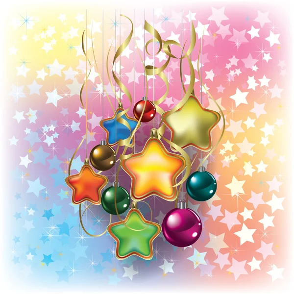 星星背景上的圣诞装饰品 — 图库矢量图片