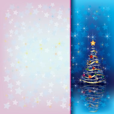 greeting with Christmas tree and decorations clipart