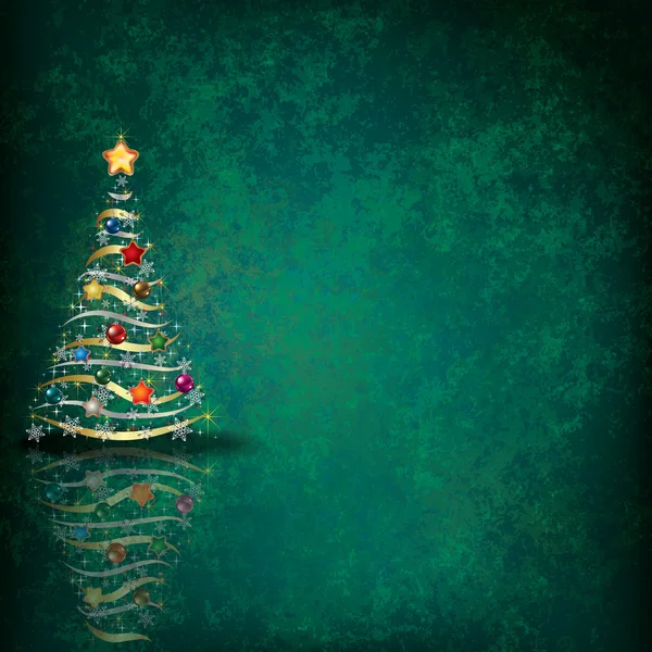 Рождественское гранж-приветствие с ёлкой — стоковый вектор
