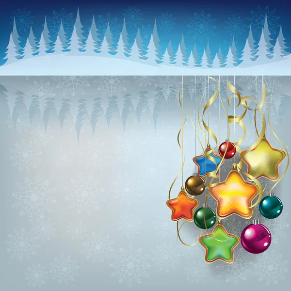Salutation avec des décorations de Noël — Image vectorielle